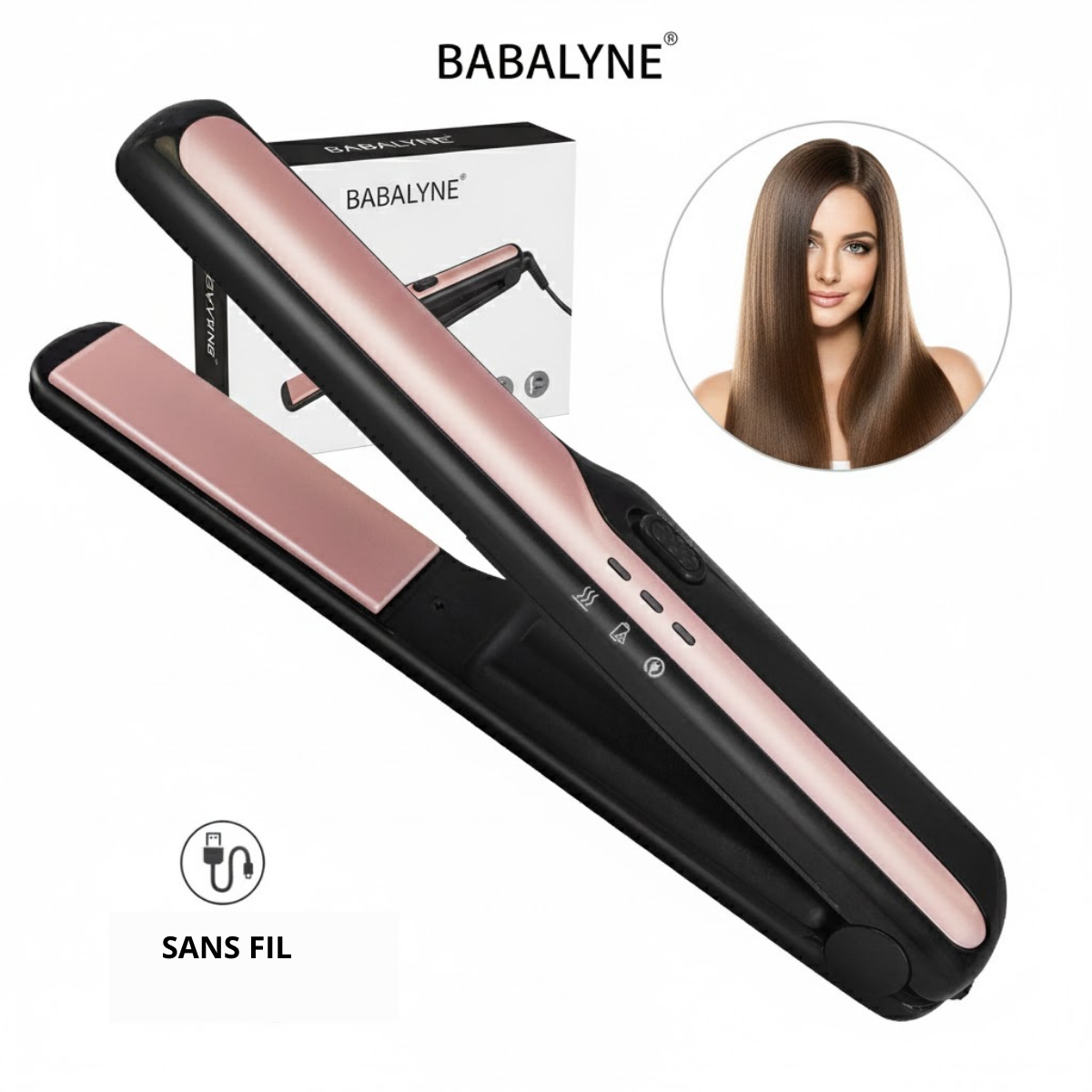 Babalyne™ – Mini Lisseur Sans Fil USB Céramique Pro